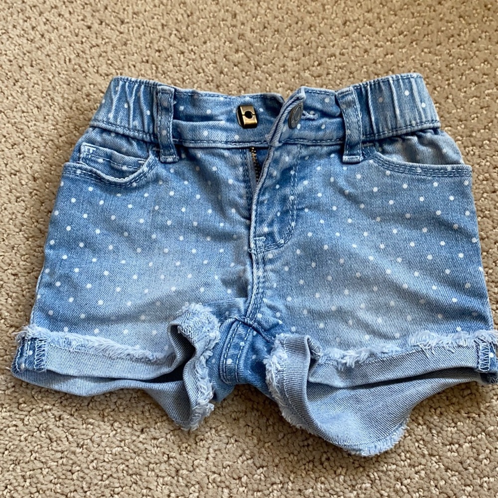 Baby Gap Polka Dot Denim Shorts 12-18m EUC